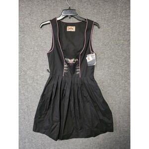 Stockerpoint Dirndl German Dress Sz 36 Oktoberfest Black Pink No Ribbon Milkmaid
